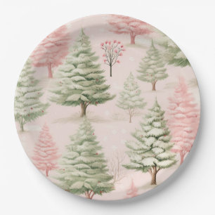 Pink Christmas Paper Plates