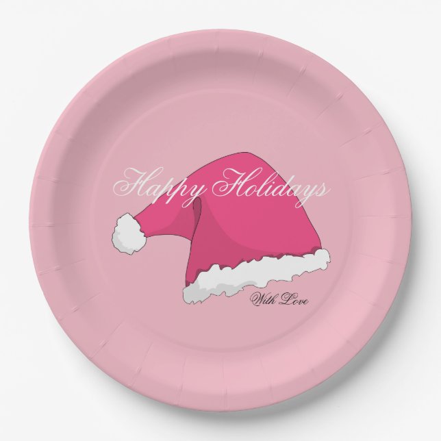 Pink Christmas Paper Plates (Front)