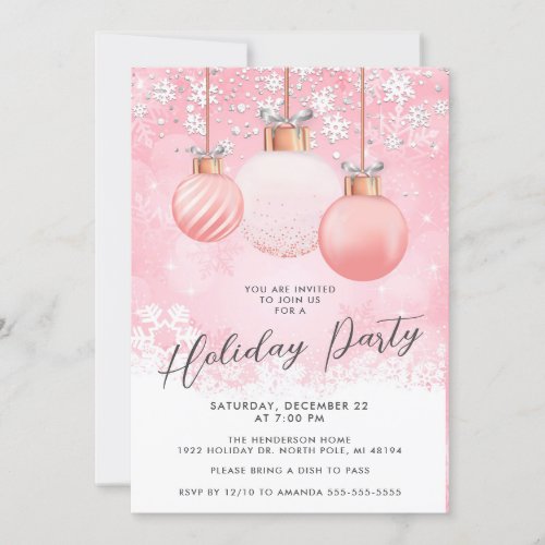 Pink Christmas Party Invitation 