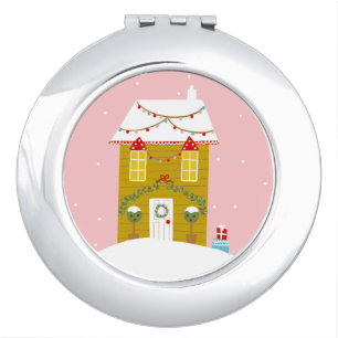 Pink Christmas Party Kids Birthday Holiday Compact Mirror
