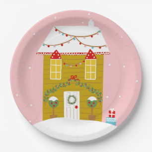 Pink Christmas Party Kids Birthday Holiday Paper Plates
