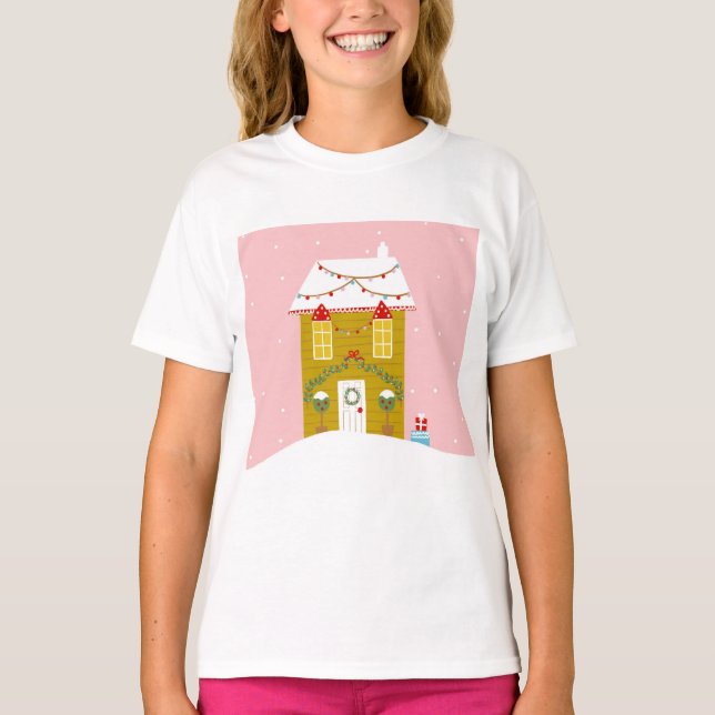 Pink Christmas Party Kids Birthday Holiday T-Shirt (Front)