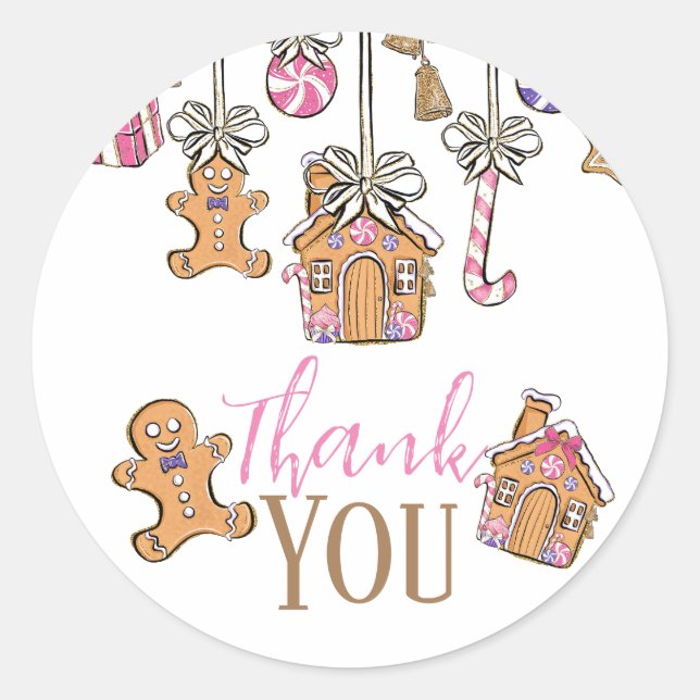 Pink christmas party thank you Sticker (Front)