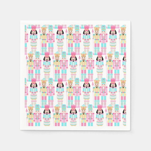 Pink Christmas Paste Nutcracker Ballet Soldiers Napkins (Front)