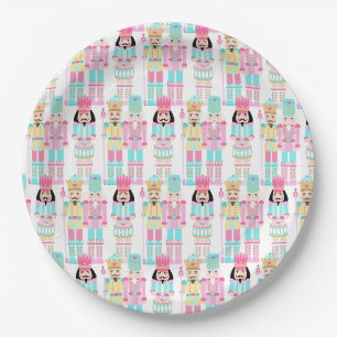 Pink Christmas Paste Nutcracker Ballet Soldiers Paper Plates