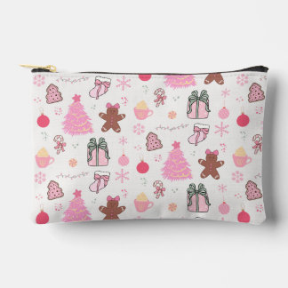 Pink Christmas Pattern Accessory Pouch