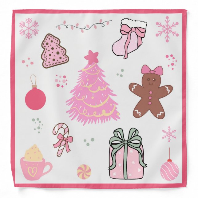 Pink Christmas Pattern Bandana (Front)