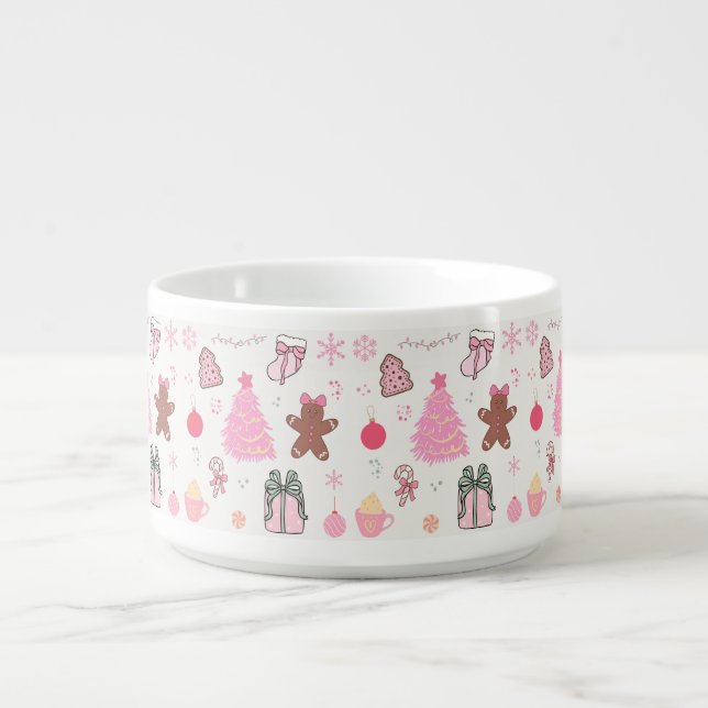 Pink Christmas Pattern Bowl (Center)