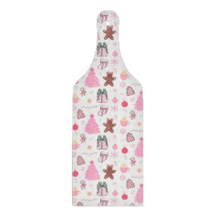 Pink Christmas Pattern Cutting Board