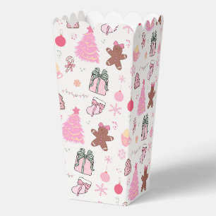 Pink Christmas Pattern Favor Boxes