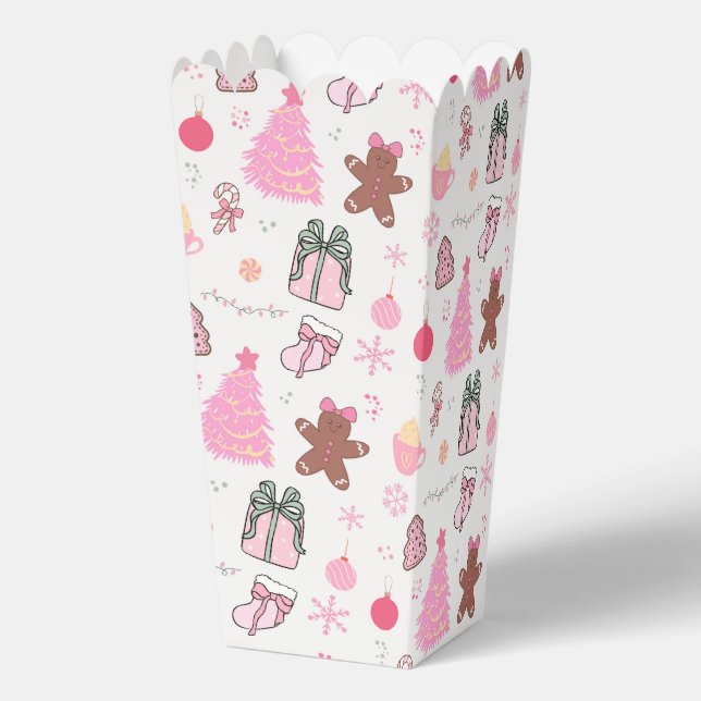 Pink Christmas Pattern Favor Boxes (Back)