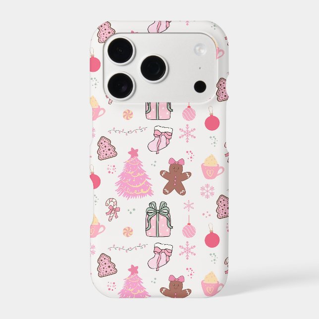 Pink Christmas Pattern iPhone Case (Back)