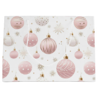 Pink Christmas Pattern Large Gift Bag