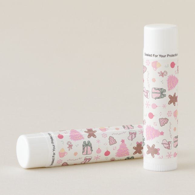  Pink Christmas Pattern Lip Balm (Front)