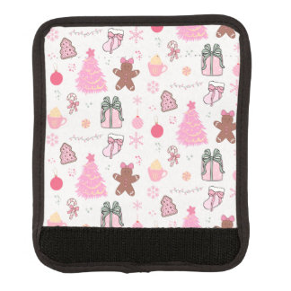 Pink Christmas Pattern Luggage Handle Wrap