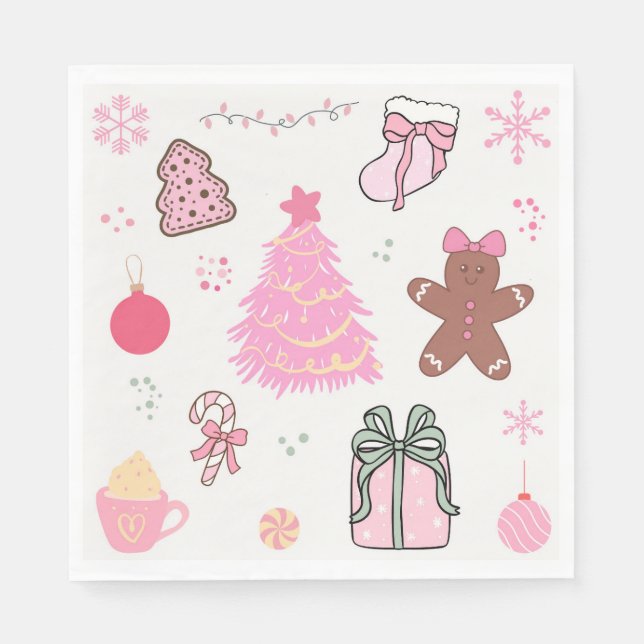 Pink Christmas Pattern Napkins (Front)