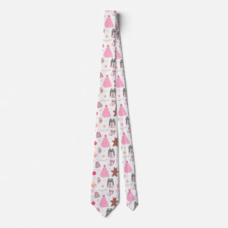 Pink Christmas Pattern Neck Tie