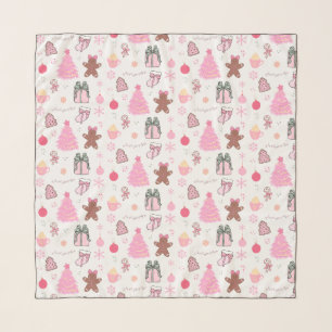 Pink Christmas Pattern Scarf