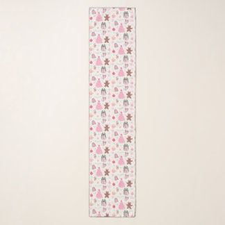 Pink Christmas Pattern Scarf
