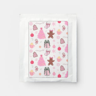 Pink Christmas Pattern Tea Bag Drink Mix