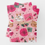 Pink Christmas Pattern Wrapping Paper Sheets<br><div class="desc">Christmas Holiday Design on Pink Wrapping Paper Sheets</div>