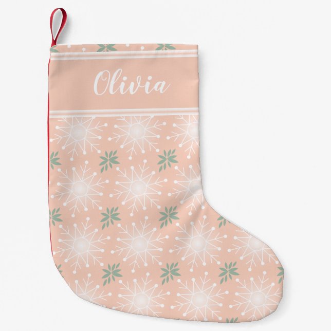 Pink Christmas personalize name stocking (Front)