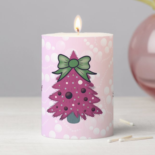 Pink Christmas Pillar Candle (In Situ)