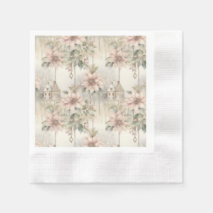 Pink Christmas Poinsettia Dreams Napkins
