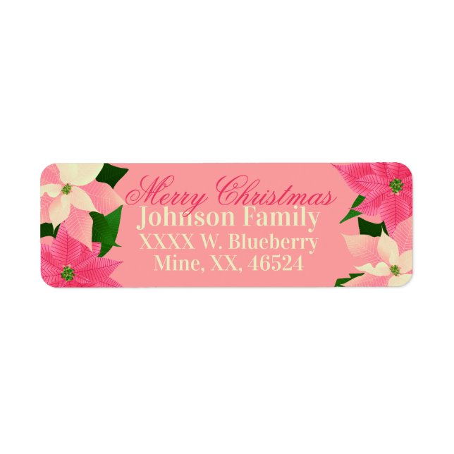 Pink Christmas Poinsettia  Label (Front)