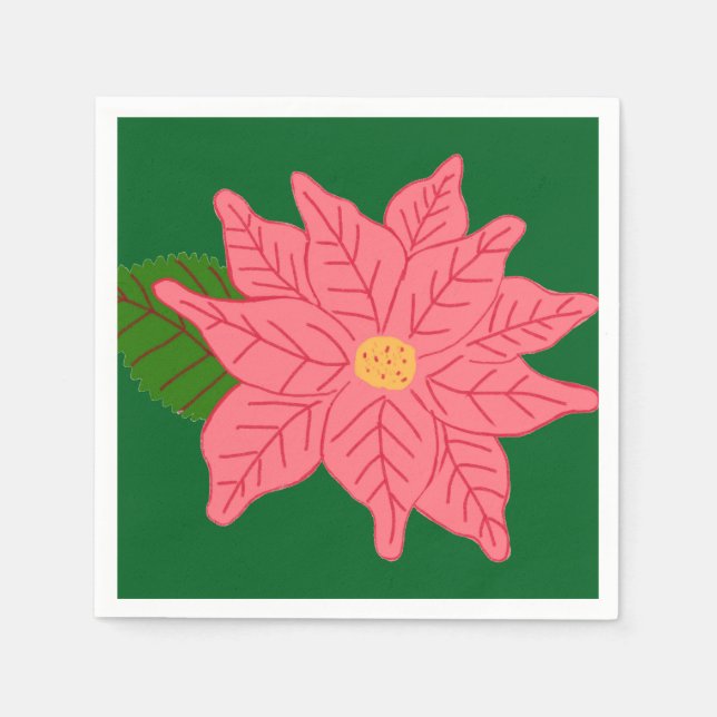Pink Christmas Poinsettia  Napkins (Front)