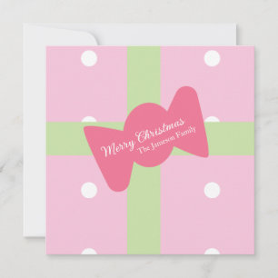 Pink Christmas Present Family Card