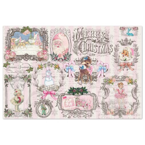 Pink Christmas Project Frames Vol 1 Decoupage Tissue Paper