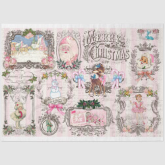 Pink Christmas Project Frames Vol 1 Decoupage Tissue Paper