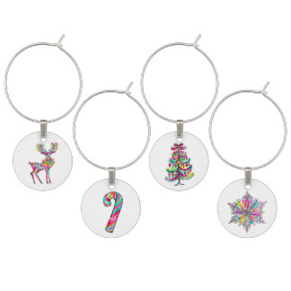 Pink Christmas Rainbow Gay Pride Wine Charm