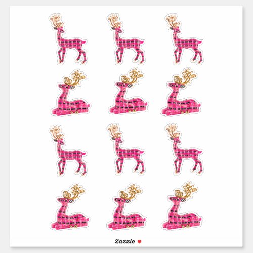 Pink Christmas Reindeer Decal Stickers Xmas Santa