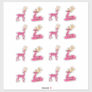 Pink Christmas Reindeer Decal Stickers Xmas Santa