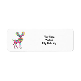 Pink Christmas Reindeer Rainbow Return Address Label