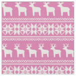 Pink Christmas Reindeer Snowflake Pretty Pattern Fabric