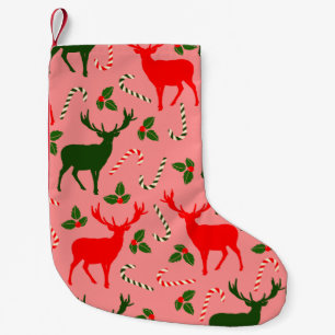 pink christmas reindeers small christmas stocking