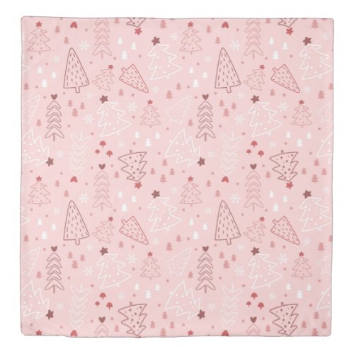 Pink Christmas Retro Christmas Pattern Duvet Cover