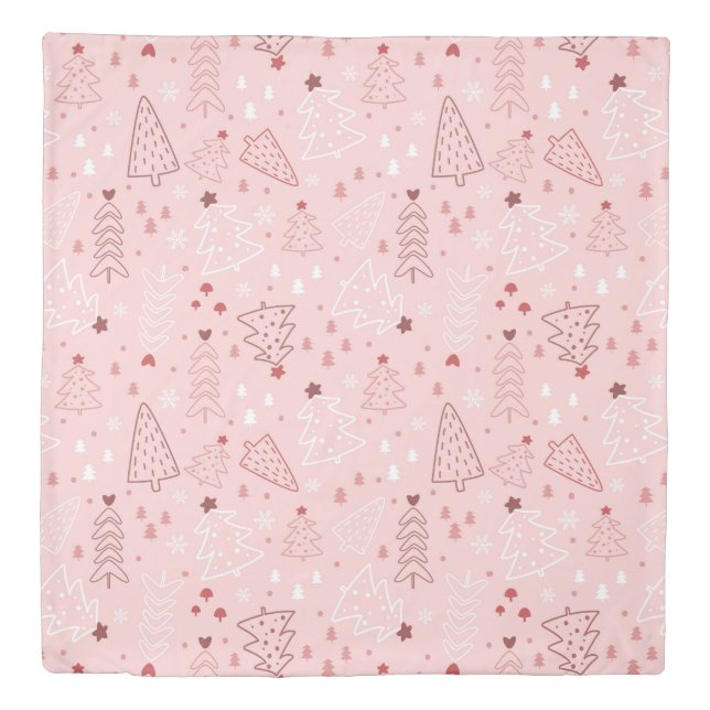 Pink Christmas Retro Christmas Pattern Duvet Cover (Front)