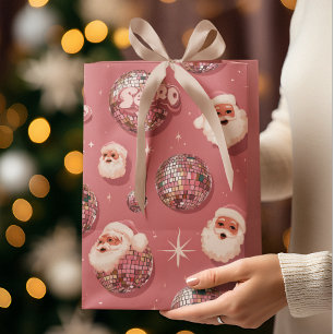 Pink Christmas Retro Santa Gift Bag