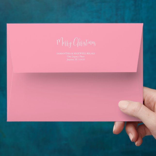 Pink Christmas Return Address Envelopes (Hand)