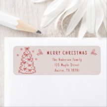 Pink Christmas Return Address Labels