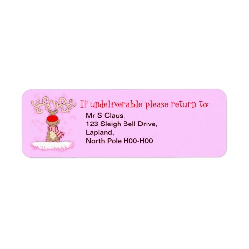 Pink Christmas return address labels