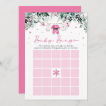 Pink Christmas Santa Baby Bingo Baby Shower Game Invitation