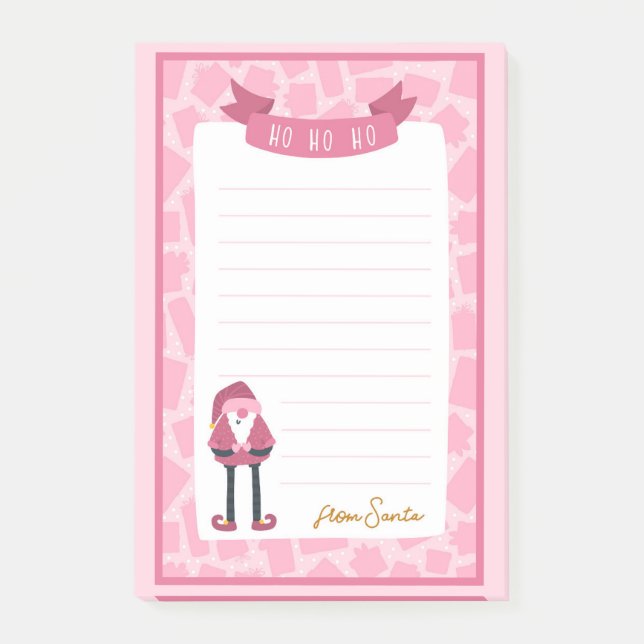 Pink Christmas Santa Notes (Front)
