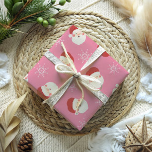 Pink Christmas Santa Wrapping Paper