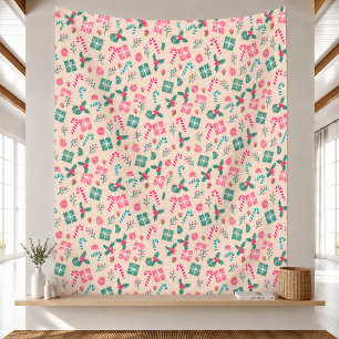 Pink Christmas Seamless Pattern Blanket