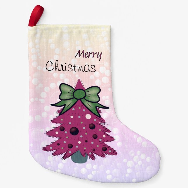 Pink Christmas Small Christmas Stocking (Front)